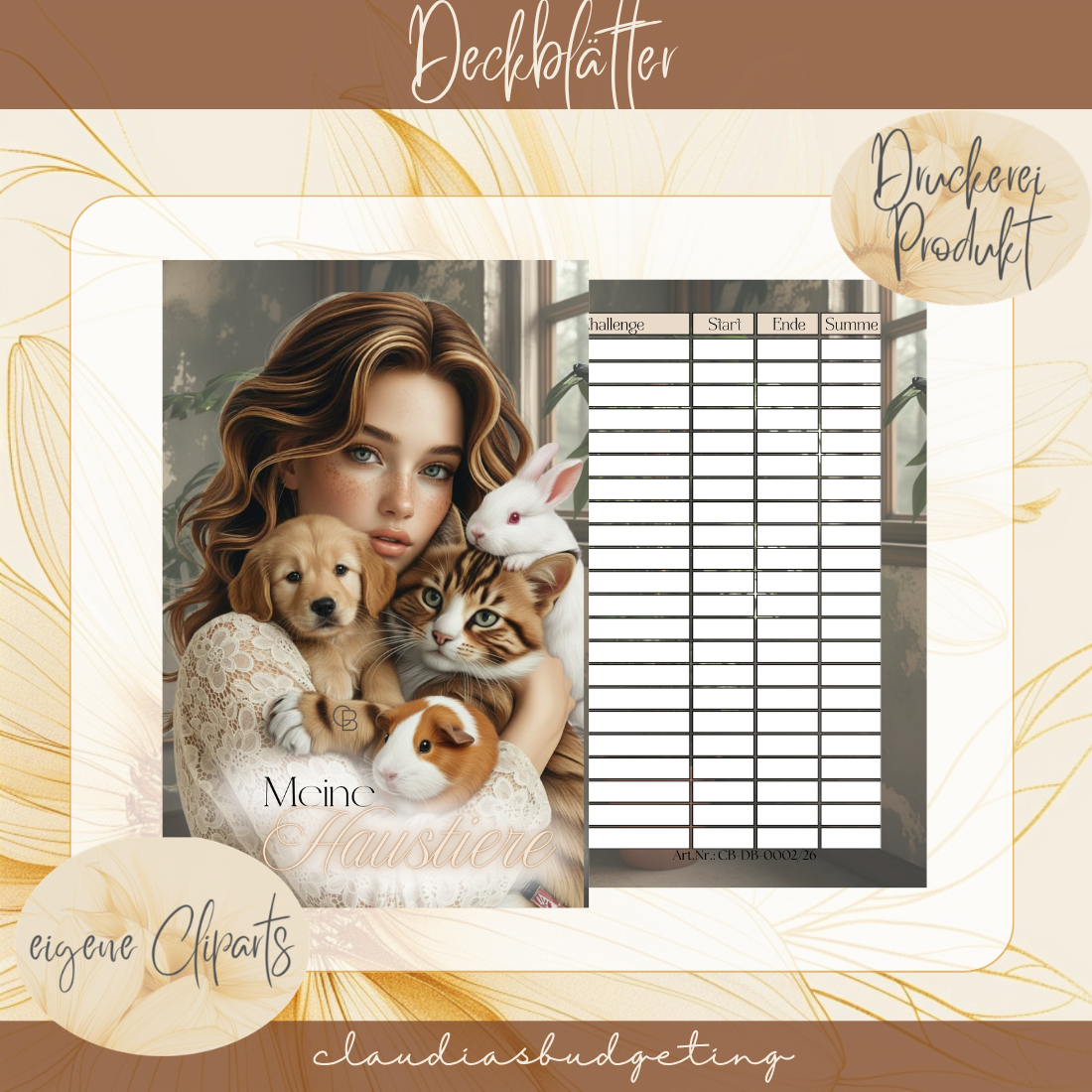 Deckblatt "Meine Haustiere" (foliert)