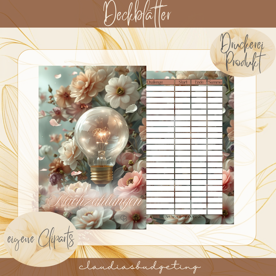 Deckblatt "Nachzahlungen" (foliert)